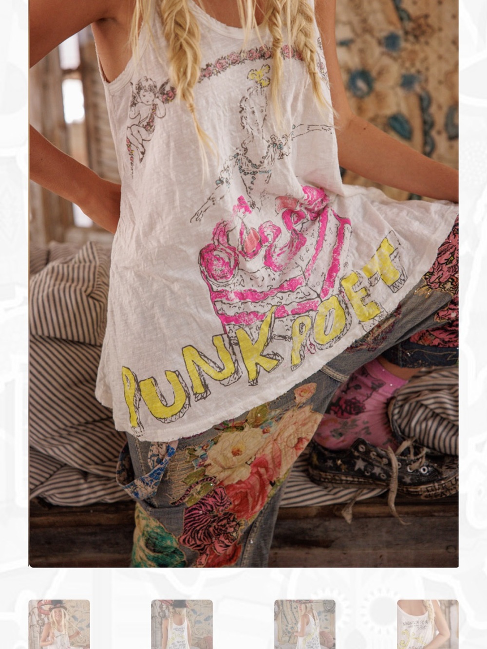 Magnolia Pearl Punk Poet Lana Tank with Pink and Yellow Graphic